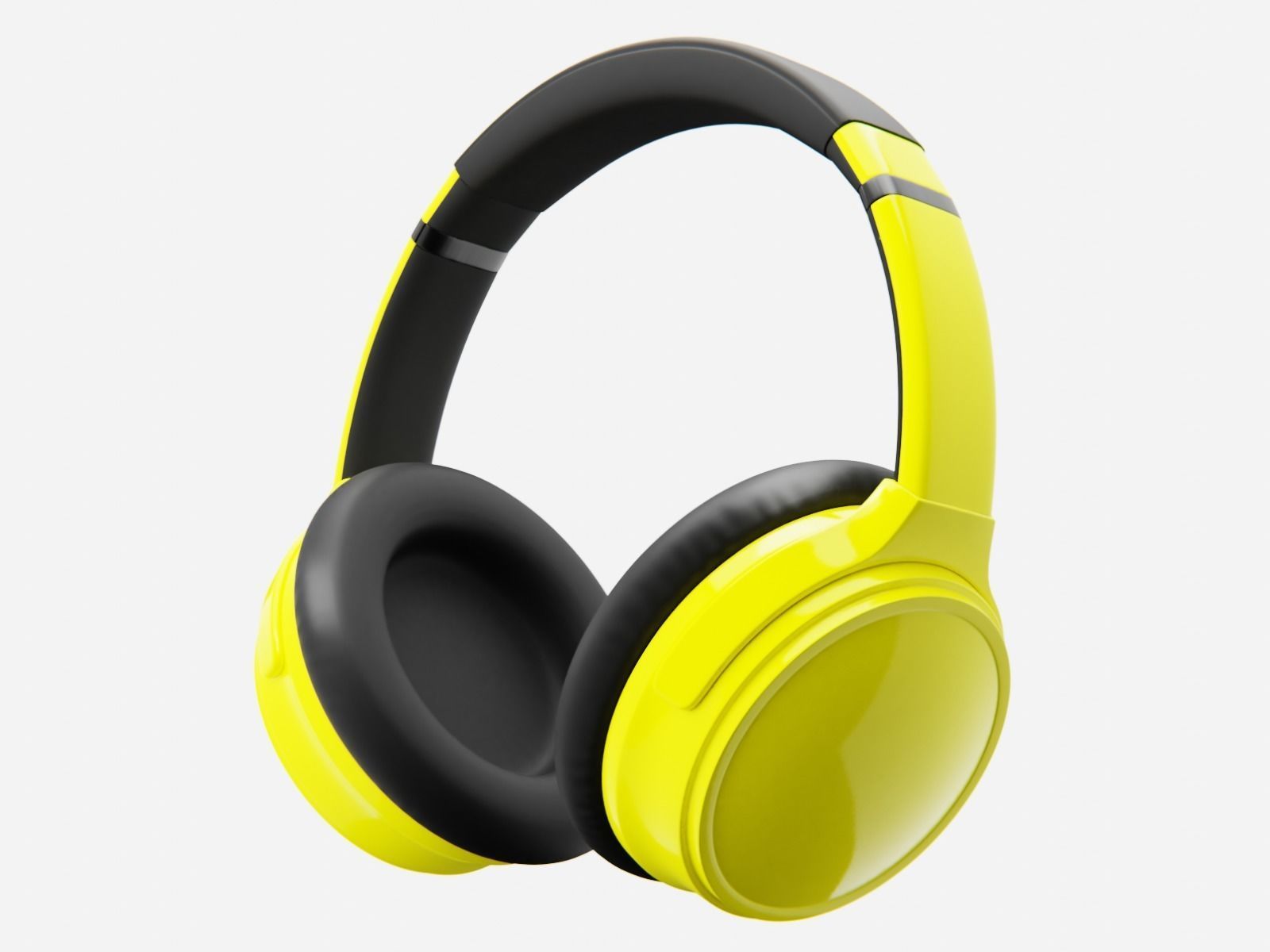 Headphone Yellow Subdivision Ready for Film Low-poly 3D model_1
