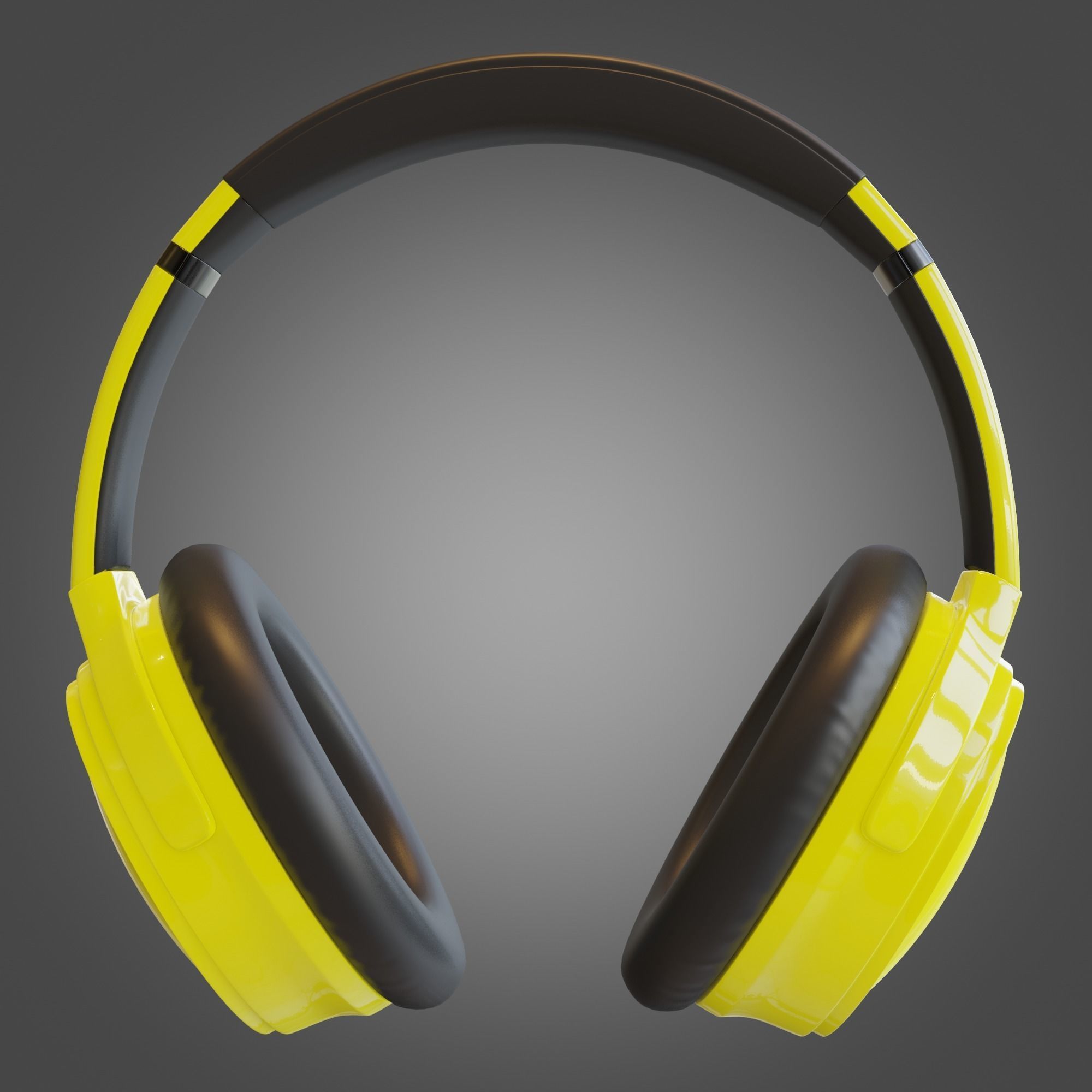 Headphone Yellow Subdivision Ready for Film Low-poly 3D model_8