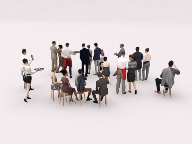 20x LOW POLY CASUAL ELEGANT PEOPLE CROWD CHARACTER MIX Low-poly 3D model_9