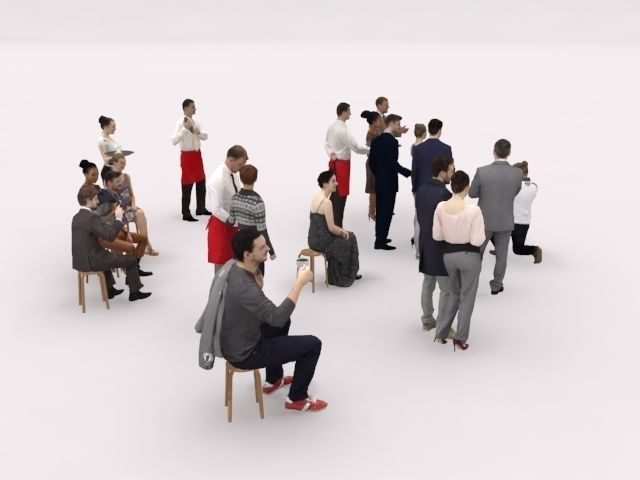 20x LOW POLY CASUAL ELEGANT PEOPLE CROWD CHARACTER MIX Low-poly 3D model_12