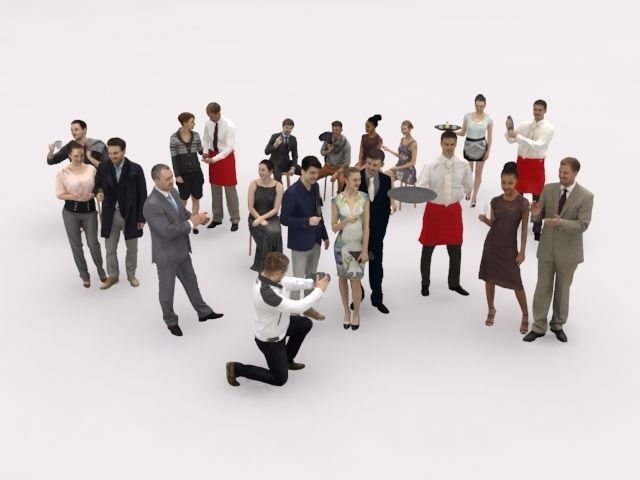 20x LOW POLY CASUAL ELEGANT PEOPLE CROWD CHARACTER MIX Low-poly 3D model_1