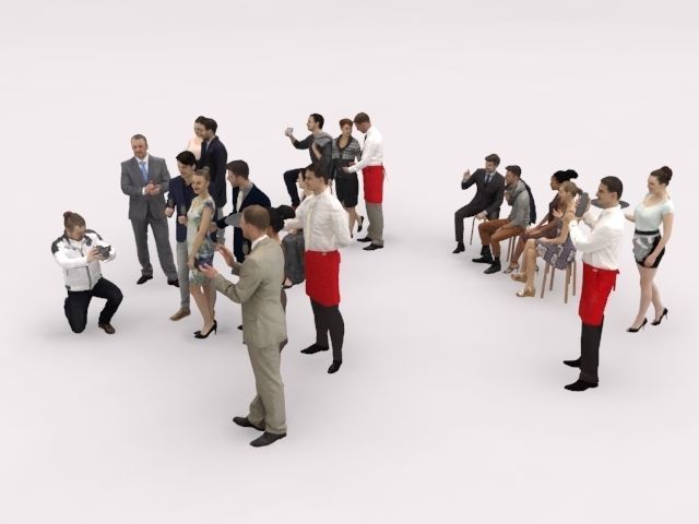 20x LOW POLY CASUAL ELEGANT PEOPLE CROWD CHARACTER MIX Low-poly 3D model_4