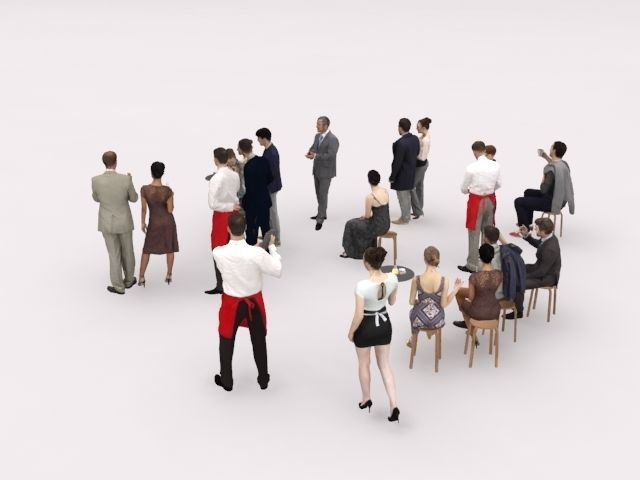 20x LOW POLY CASUAL ELEGANT PEOPLE CROWD CHARACTER MIX Low-poly 3D model_7