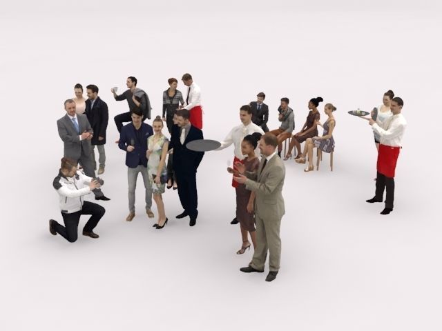 20x LOW POLY CASUAL ELEGANT PEOPLE CROWD CHARACTER MIX Low-poly 3D model_3