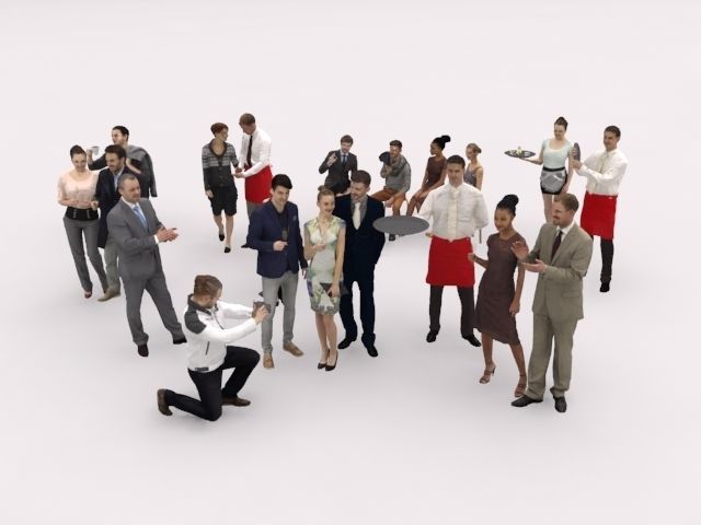 20x LOW POLY CASUAL ELEGANT PEOPLE CROWD CHARACTER MIX Low-poly 3D model_2