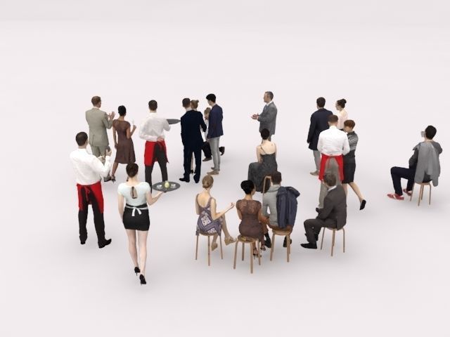 20x LOW POLY CASUAL ELEGANT PEOPLE CROWD CHARACTER MIX Low-poly 3D model_8
