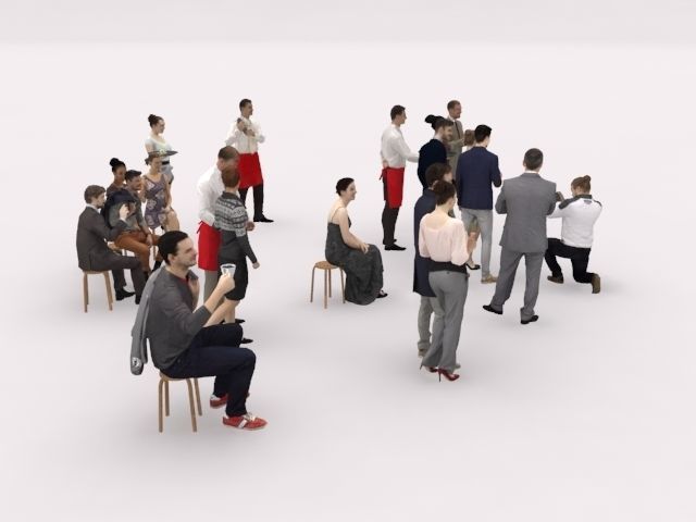 20x LOW POLY CASUAL ELEGANT PEOPLE CROWD CHARACTER MIX Low-poly 3D model_13