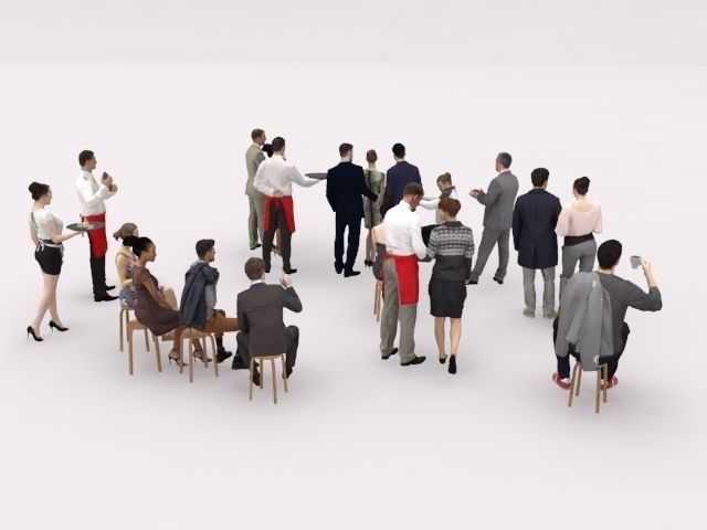 20x LOW POLY CASUAL ELEGANT PEOPLE CROWD CHARACTER MIX Low-poly 3D model_10