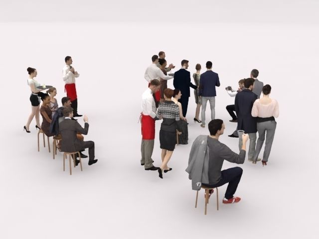 20x LOW POLY CASUAL ELEGANT PEOPLE CROWD CHARACTER MIX Low-poly 3D model_11