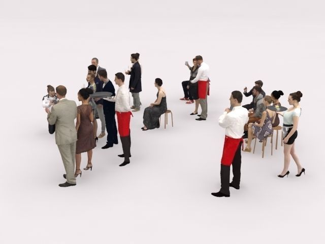 20x LOW POLY CASUAL ELEGANT PEOPLE CROWD CHARACTER MIX Low-poly 3D model_5