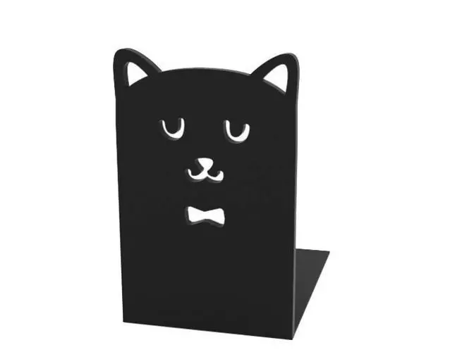 Bookend cat with bow tie 3D print model_0