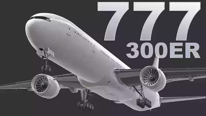 Boeing 777-300ER  Low-poly 3D model