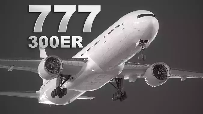 Boeing 777-300ER  Low-poly 3D model