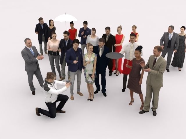 20x LOW POLY  ELEGANT BUSINESS MAN PEOPLE CROWD CHARACTER Low-poly 3D model_2