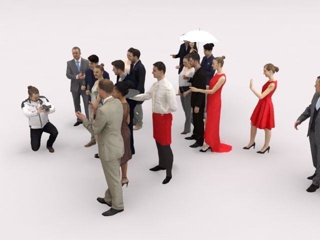 20x LOW POLY  ELEGANT BUSINESS MAN PEOPLE CROWD CHARACTER Low-poly 3D model_4