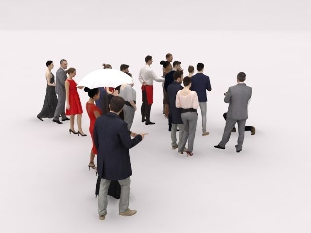20x LOW POLY  ELEGANT BUSINESS MAN PEOPLE CROWD CHARACTER Low-poly 3D model_12