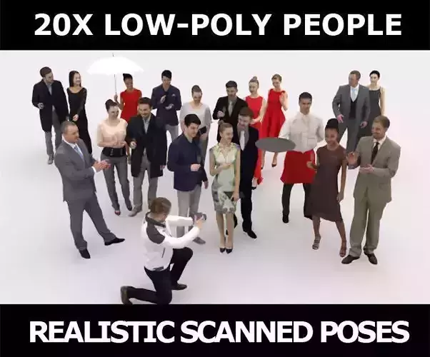 20x LOW POLY  ELEGANT BUSINESS MAN PEOPLE CROWD CHARACTER