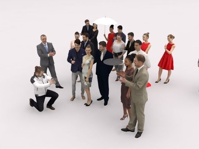 20x LOW POLY  ELEGANT BUSINESS MAN PEOPLE CROWD CHARACTER Low-poly 3D model_3