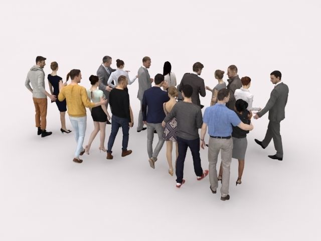 20x LOW POLY  CASUAL WOMAN BUSINESS MAN PEOPLE CROWD CHARACTER Low-poly 3D model_10