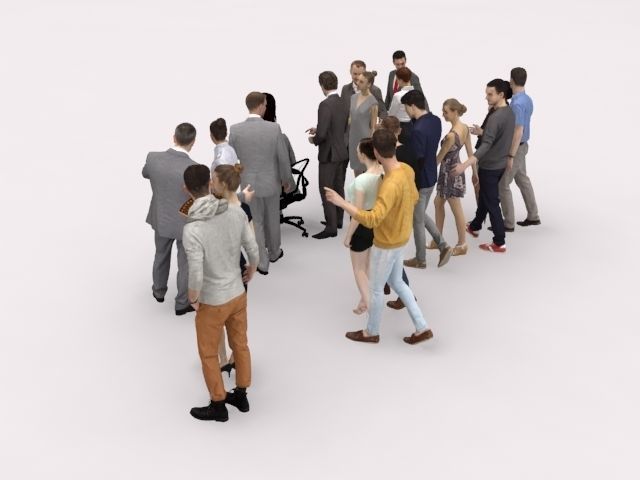 20x LOW POLY  CASUAL WOMAN BUSINESS MAN PEOPLE CROWD CHARACTER Low-poly 3D model_7