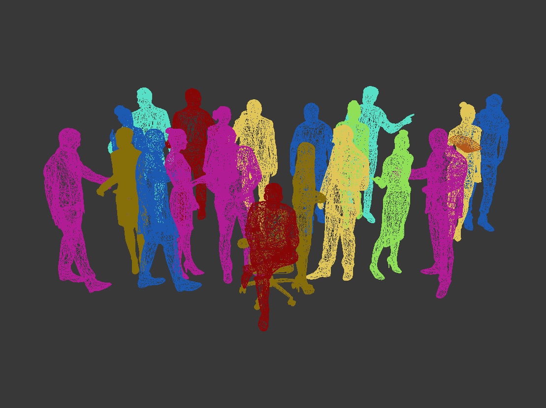 20x LOW POLY  CASUAL WOMAN BUSINESS MAN PEOPLE CROWD CHARACTER Low-poly 3D model_14