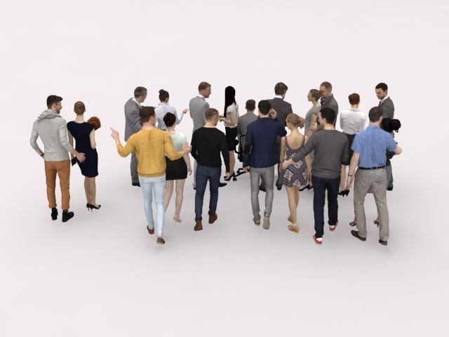 20x LOW POLY  CASUAL WOMAN BUSINESS MAN PEOPLE CROWD CHARACTER Low-poly 3D model_9