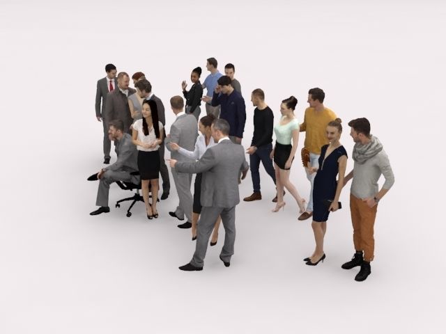 20x LOW POLY  CASUAL WOMAN BUSINESS MAN PEOPLE CROWD CHARACTER Low-poly 3D model_4