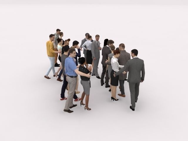 20x LOW POLY  CASUAL WOMAN BUSINESS MAN PEOPLE CROWD CHARACTER Low-poly 3D model_12