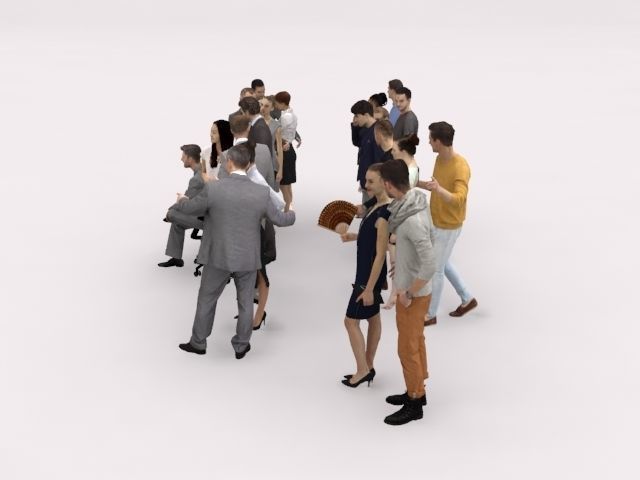 20x LOW POLY  CASUAL WOMAN BUSINESS MAN PEOPLE CROWD CHARACTER Low-poly 3D model_5