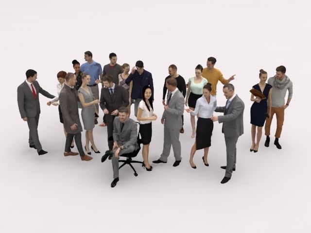 20x LOW POLY  CASUAL WOMAN BUSINESS MAN PEOPLE CROWD CHARACTER Low-poly 3D model_2