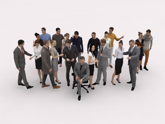 20x LOW POLY  CASUAL WOMAN BUSINESS MAN PEOPLE CROWD CHARACTER Low-poly 3D model_1