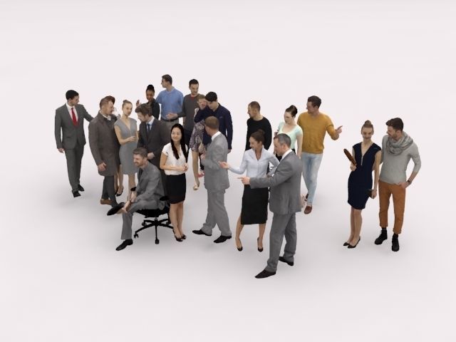 20x LOW POLY  CASUAL WOMAN BUSINESS MAN PEOPLE CROWD CHARACTER Low-poly 3D model_3