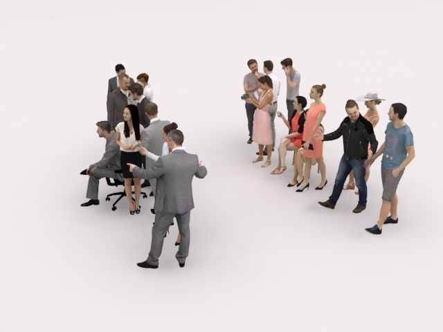 20x LOW POLY  CASUAL WOMAN BUSINESS MAN PEOPLE CROWD CHARACTER Low-poly 3D model_4