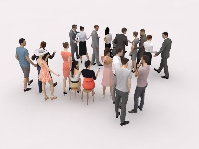 20x LOW POLY  CASUAL WOMAN BUSINESS MAN PEOPLE CROWD CHARACTER Low-poly 3D model_10