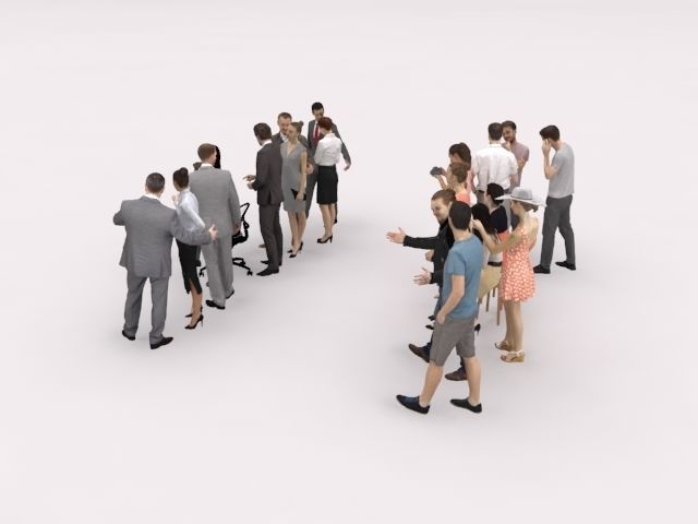 20x LOW POLY  CASUAL WOMAN BUSINESS MAN PEOPLE CROWD CHARACTER Low-poly 3D model_6