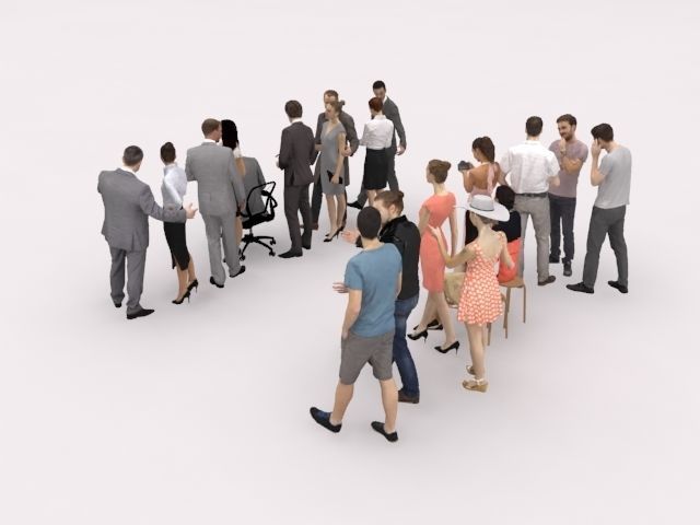 20x LOW POLY  CASUAL WOMAN BUSINESS MAN PEOPLE CROWD CHARACTER Low-poly 3D model_7