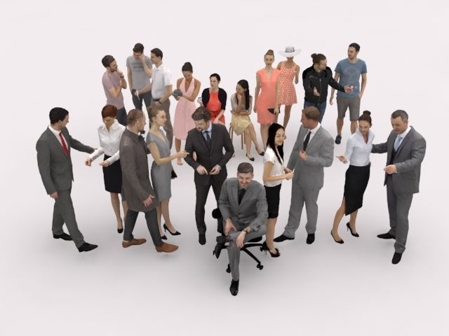 20x LOW POLY  CASUAL WOMAN BUSINESS MAN PEOPLE CROWD CHARACTER Low-poly 3D model_1