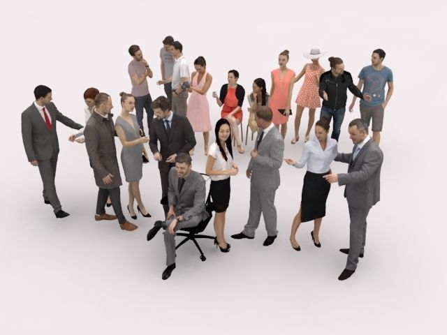 20x LOW POLY  CASUAL WOMAN BUSINESS MAN PEOPLE CROWD CHARACTER Low-poly 3D model_2