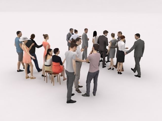 20x LOW POLY  CASUAL WOMAN BUSINESS MAN PEOPLE CROWD CHARACTER Low-poly 3D model_11
