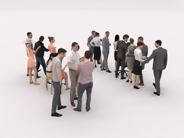 20x LOW POLY  CASUAL WOMAN BUSINESS MAN PEOPLE CROWD CHARACTER Low-poly 3D model_12