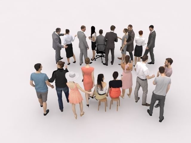 20x LOW POLY  CASUAL WOMAN BUSINESS MAN PEOPLE CROWD CHARACTER Low-poly 3D model_9