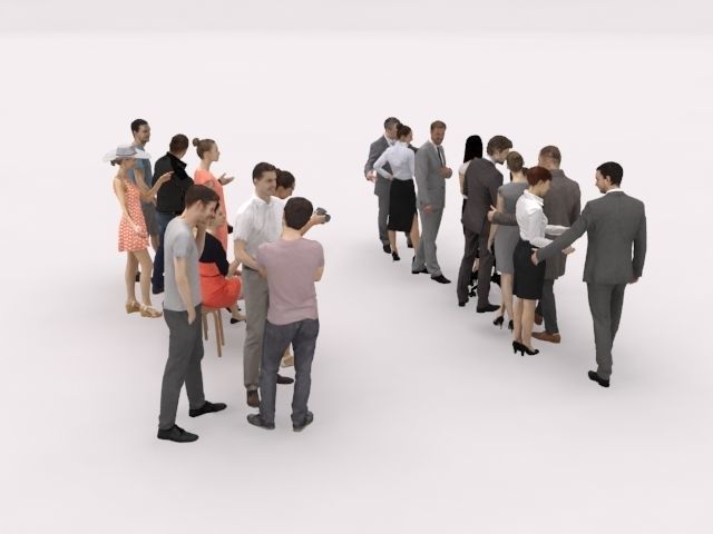 20x LOW POLY  CASUAL WOMAN BUSINESS MAN PEOPLE CROWD CHARACTER Low-poly 3D model_13