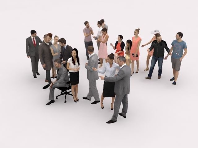 20x LOW POLY  CASUAL WOMAN BUSINESS MAN PEOPLE CROWD CHARACTER Low-poly 3D model_3
