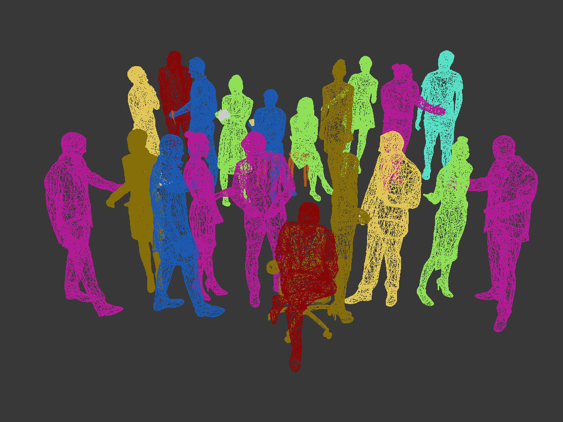 20x LOW POLY  CASUAL WOMAN BUSINESS MAN PEOPLE CROWD CHARACTER Low-poly 3D model_14