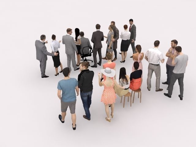 20x LOW POLY  CASUAL WOMAN BUSINESS MAN PEOPLE CROWD CHARACTER Low-poly 3D model_8
