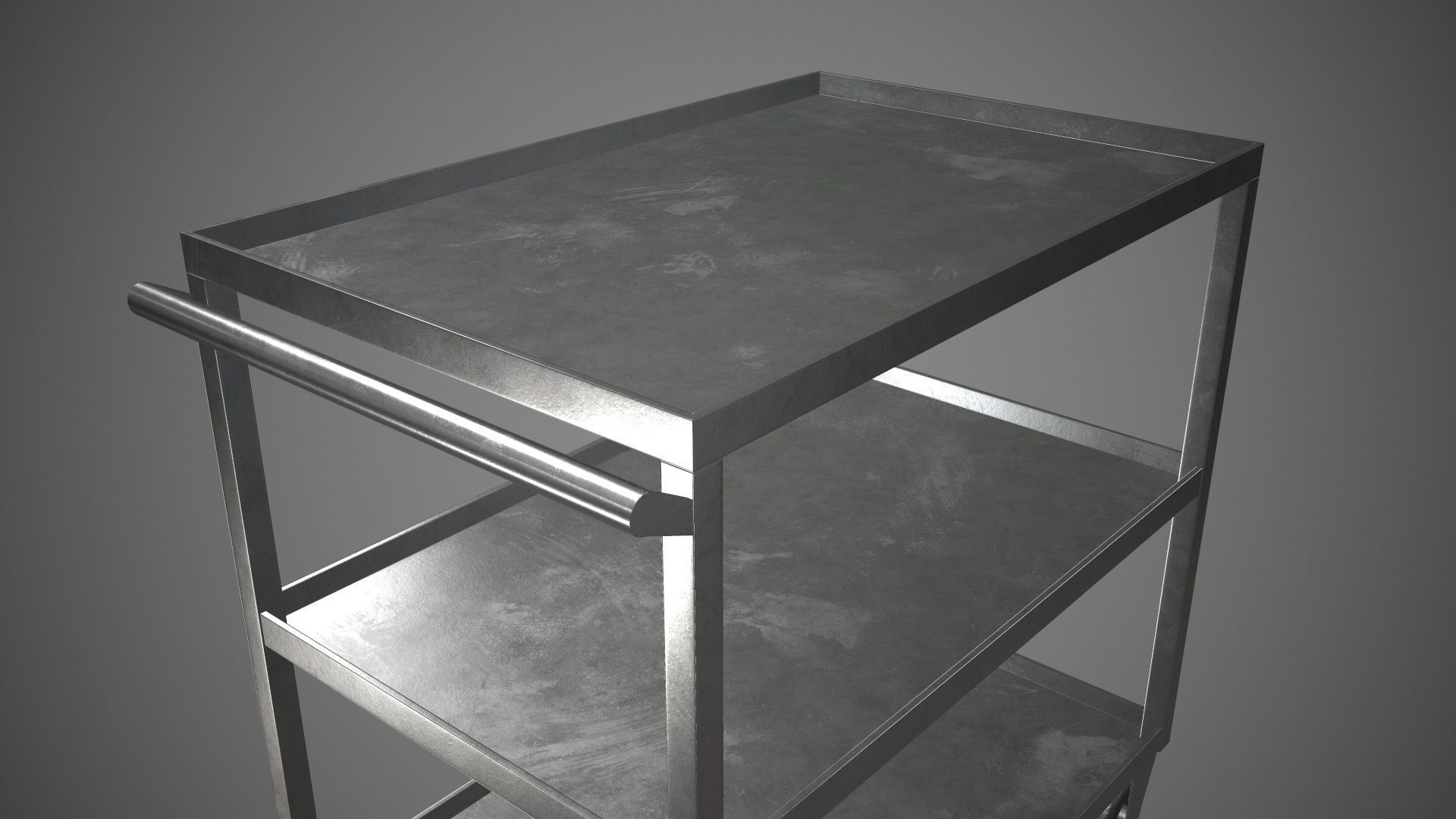 Trolley Stainless Steel PBR Game Ready Low-poly 3D model_5