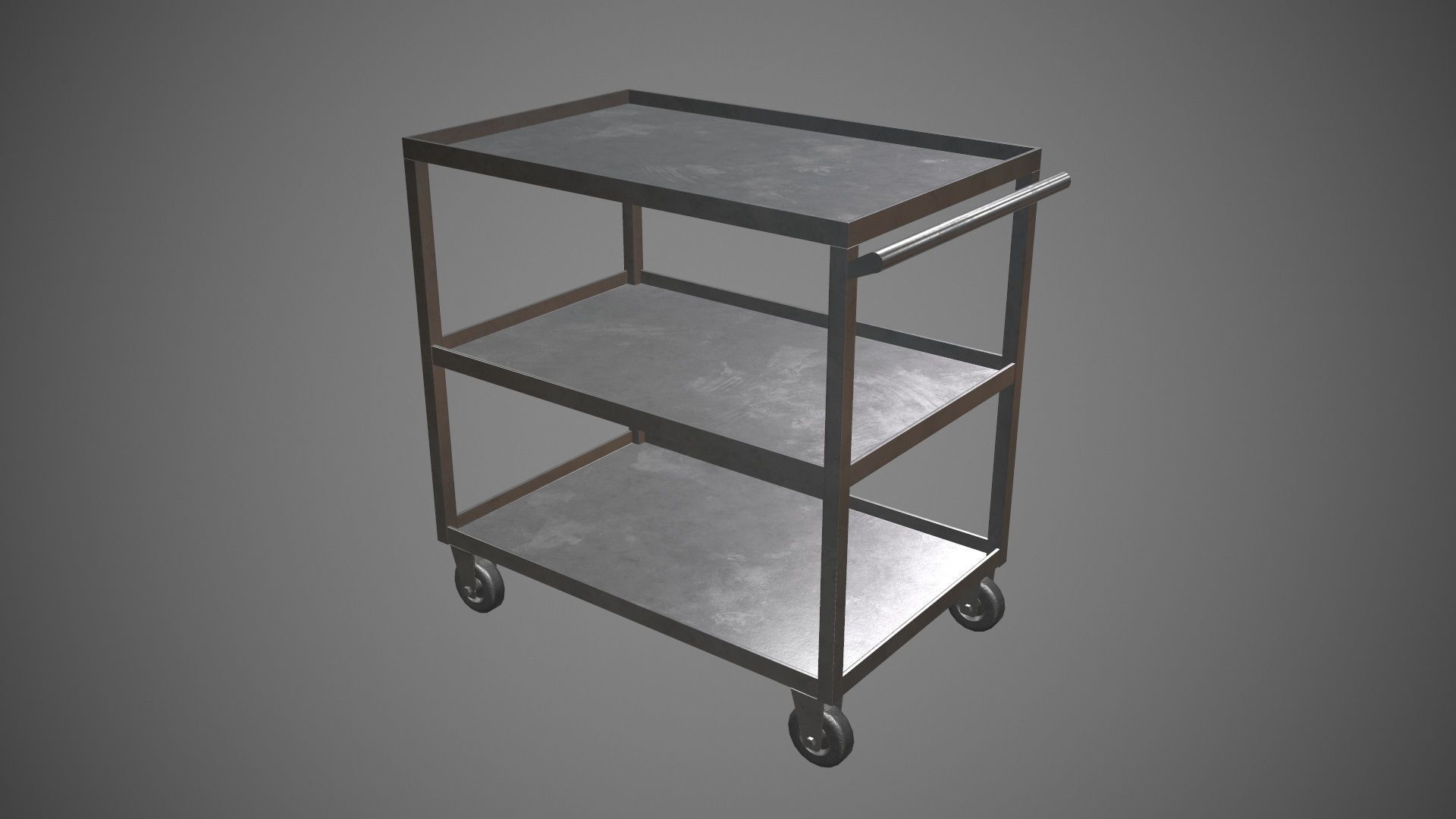 Trolley Stainless Steel PBR Game Ready Low-poly 3D model_4