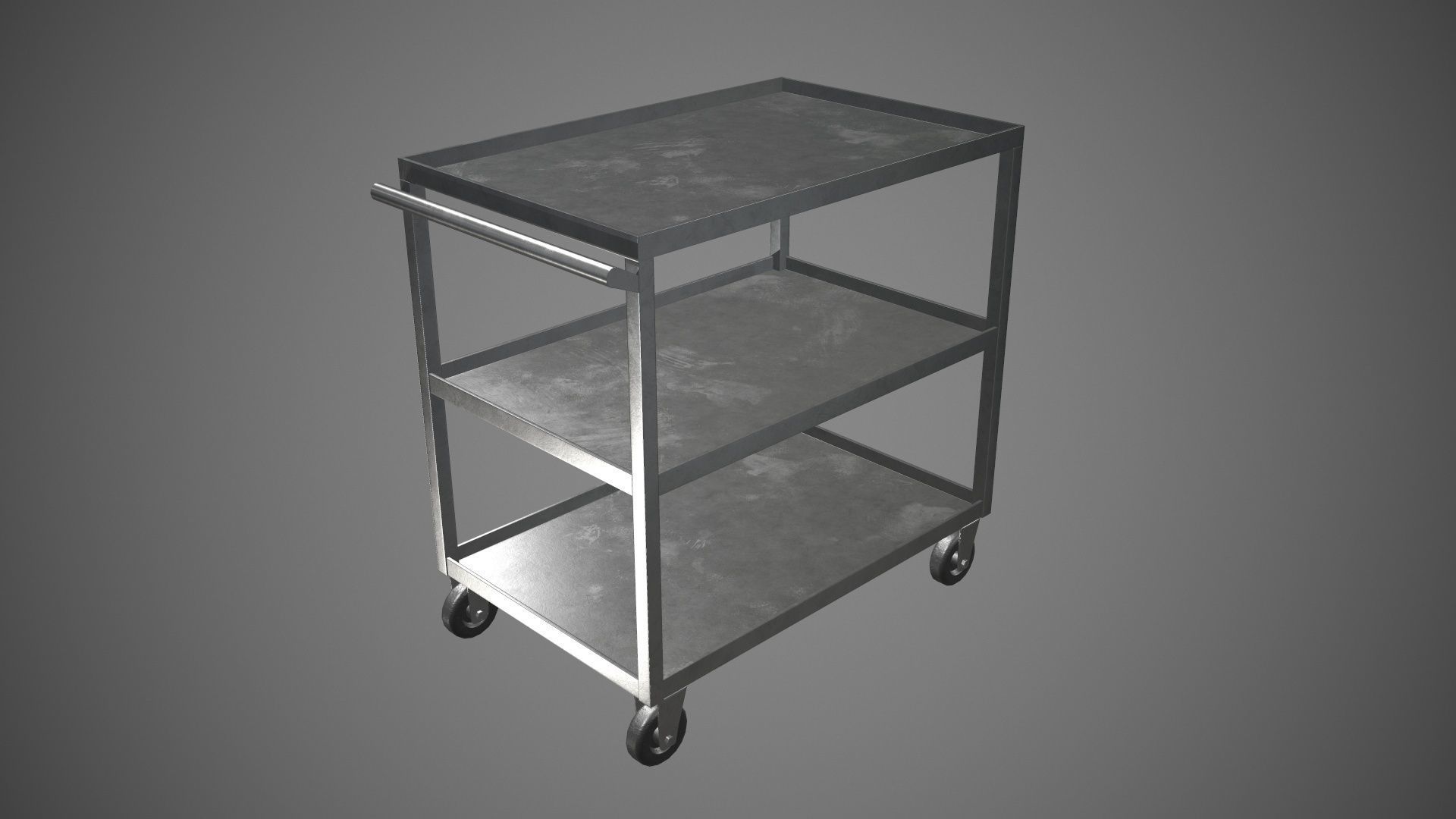 Trolley Stainless Steel PBR Game Ready Low-poly 3D model_3