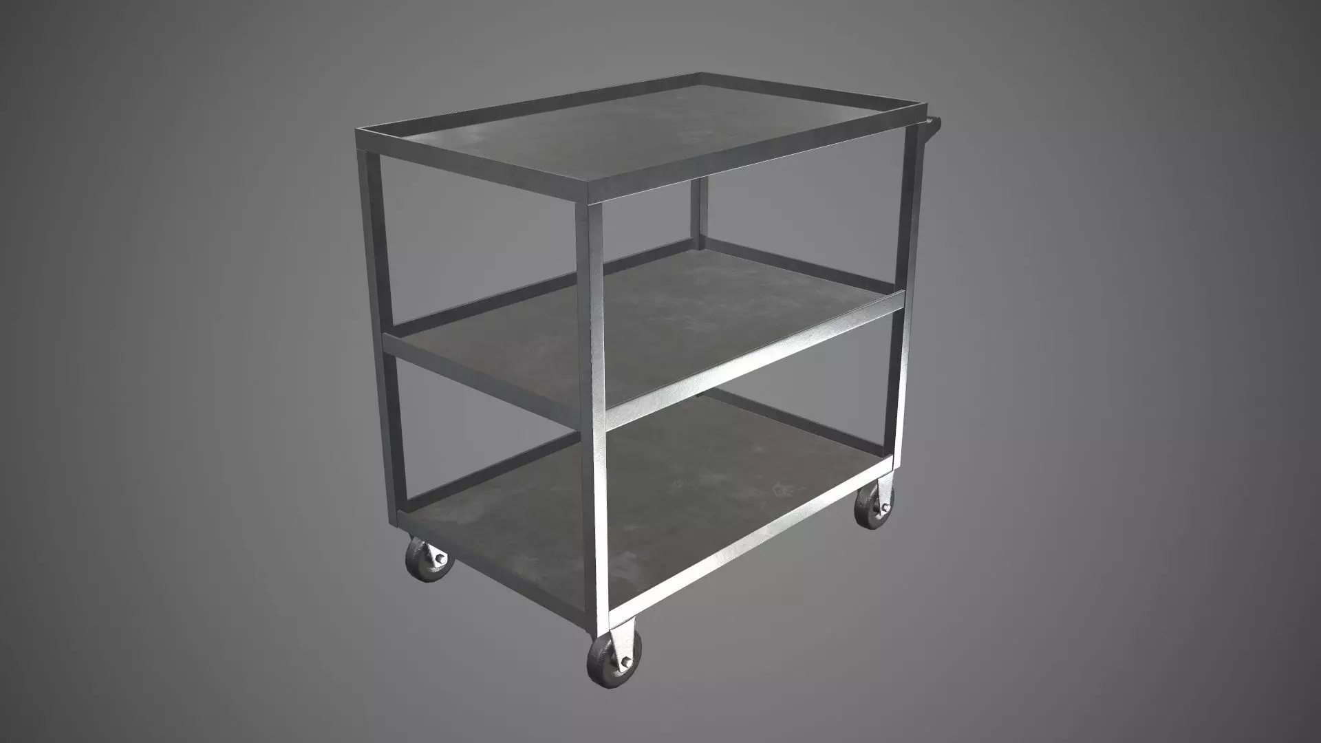 Trolley Stainless Steel PBR Game Ready Low-poly 3D model_0