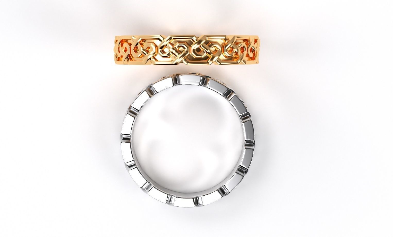 gold celtic pattern wedding band 3D print model_1